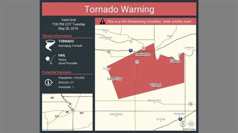 Tornado warning issued for Laird near Kansas border, flooding closes I-70 Hanging Lake rest area
